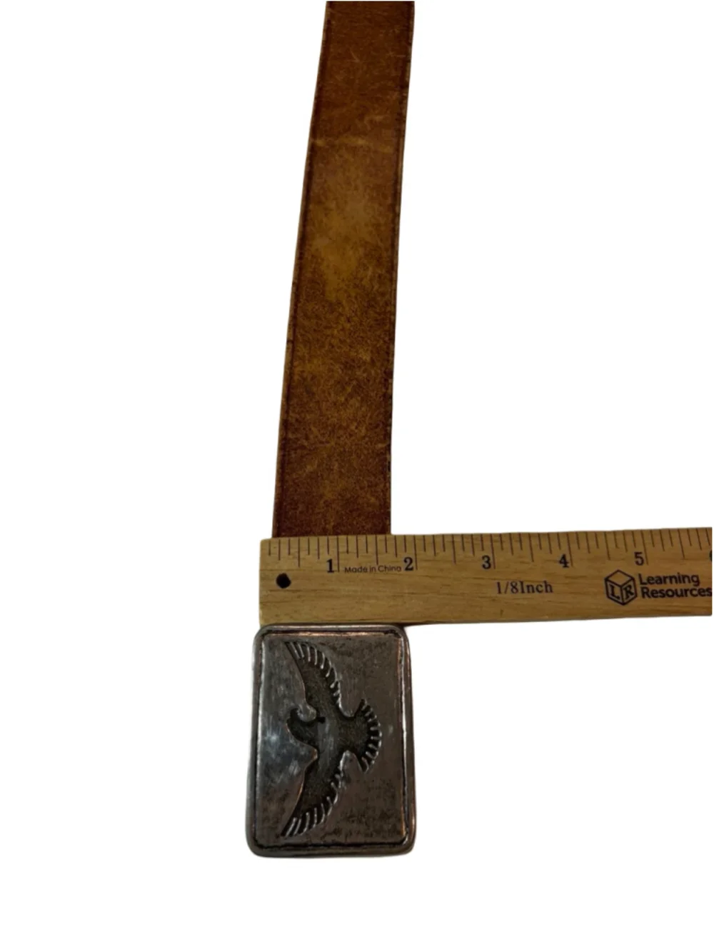 Vintage Y2K Aeropostale Brown Leather Eagle Buckle Western Belt Medium